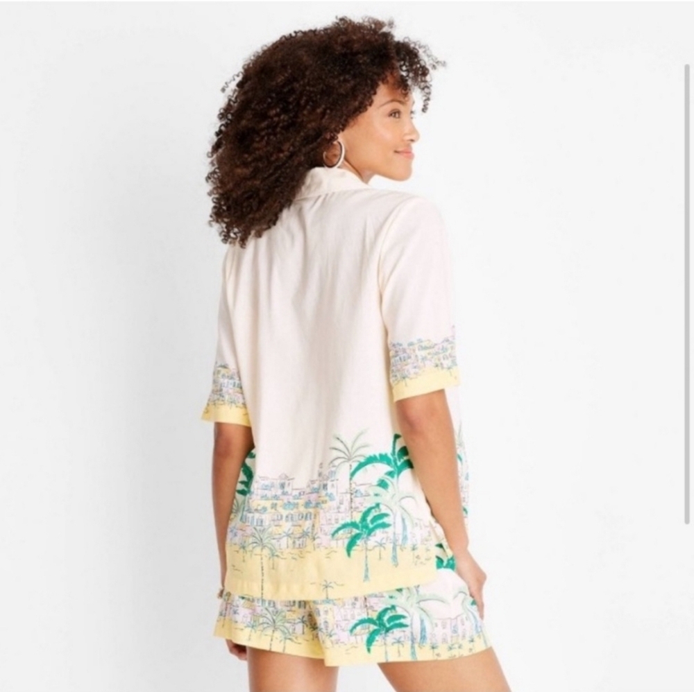 SET: Future Collective With Jenee Nylor Short Sleeve Resort Shirt & Shorts - Picture 2 of 12